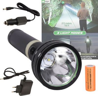 CICASTO Torch with Durable Body and Strong Light Output Torch(Black, 19 cm, Rechargeable)