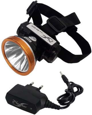 VR Bright Lite 35 Watt Laser LED Head Lamp With Rechargeable Lithium Battery 5 hrs Torch Emergency Light(Black, Orange)