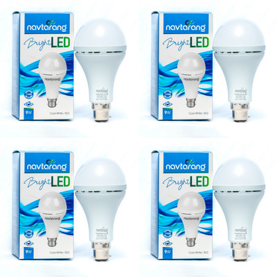 NAVTARANG 9 Watt Emergency LED Bulb | B22 Base | Pack of 4 | Cool White Upto 4 hrs Bulb Emergency Light(Cool White)