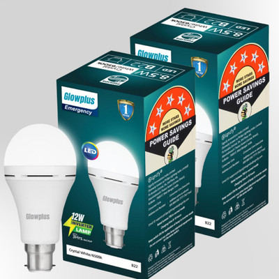 Glowplus G Pk-2-12W Rechargeable LED Light for Home 4 hrs Bulb Emergency Light(White)