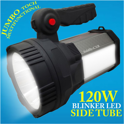CXB 2 km long range laser 120w super bright 4 mode rechargeable jumbo LED torch Torch(Black, Silver, 16 cm, Rechargeable)