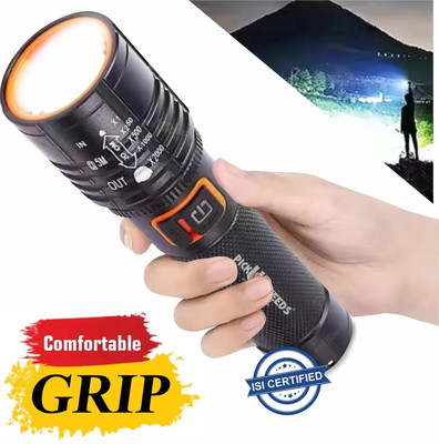 Pick Ur Needs Rechargeable Mini Search Torch 50W High Brightness Type C Charging 3 Mode 4 hrs Torch Emergency Light(Black)