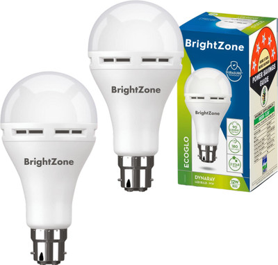 Brightzone Pack of 2-All-Purpose 12W Emergency LED Rechargeable Bulb 4 hrs Bulb Emergency Light(White)