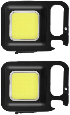 WRADER USB Rechargeable COB Torch Light Keychain Torch Light with 3 Modes - PACK OF 2 4 hrs Torch Emergency Light(Black)
