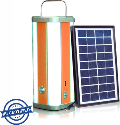 Pick Ur Needs 4 Side Tube Lantern Rechargeable With Solar Panel Home 8 hrs Lantern Emergency Light(Orange + Solar)