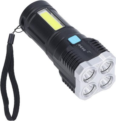 Xydrozen Strong Light Flashlight with 1200mAh Lithium Battery 3 hrs Torch Emergency Light(Black)