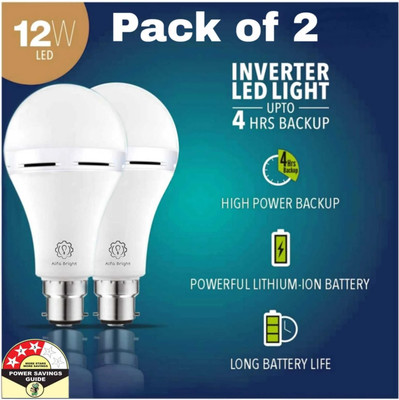 Alfa Bright Inverter rechargeable 12wt pack of 2 up to 4 HRS battery backup 4 hrs Bulb Emergency Light(White)