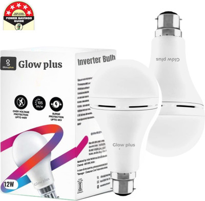 Glowplus G Pck-2-12W LED Bulb for Power Outages – Emergency Ready 4 hrs Bulb Emergency Light(White)