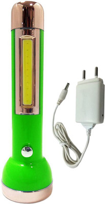 GALLAXY 2W Plastic Rechargeable LED Torch Light and 1 COB Side Flashlight with Charger 6 hrs Torch Emergency Light(Multicolor)