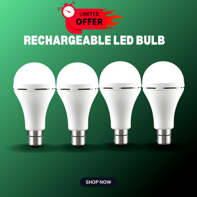GUGGU Rechargeable Emergency Bulb Inverter Bulb for home 3Hr battery backup_Pack4 L358 3 hrs Bulb Emergency Light(White)