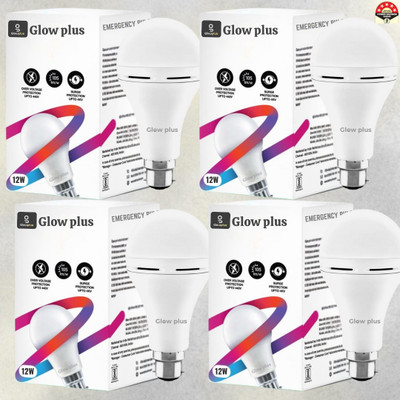 Glowplus G Pk-4-12W Portable LED Bulb for Instant Use 4 hrs Bulb Emergency Light(White)