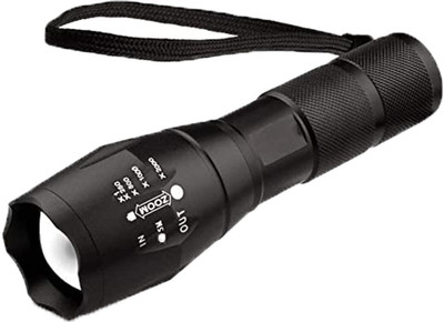 UNZAG (Pack Of 2) Rechargeable 5Mode Led Waterproof Metal Torch15W Flashlight Zoomable 2 hrs Lantern Emergency Light(Black)