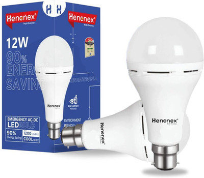 Henonex 12W Rechargeable LED Bulb for Offices|Pck of 2 4 hrs Bulb Emergency Light(White)