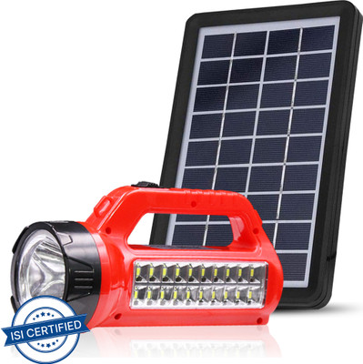 Pick Ur Needs Bright LED Rechargeable Flashlight 50W + 20 SMD Side Handheld with Eco Friendly Solar Panel (3W+9V)Color As Per Availability 5 hrs Torch Emergency Light(Multicolor)