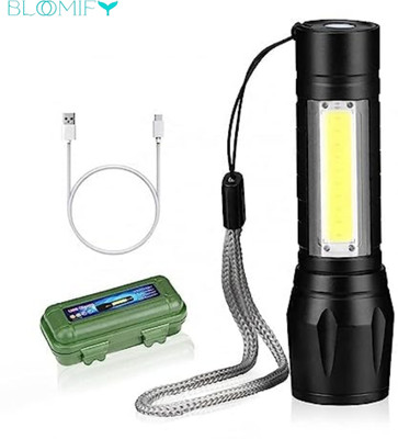 BloomiFy Pocket Size Mini Aluminum LED Flashlight Torch 6 hrs Torch Emergency Light(Black)
