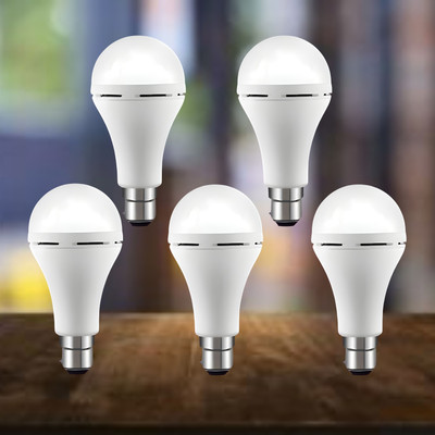 FRONY Emergency 15W Inverter LED Bulb with 1200mAh Rechargeable Battery Pack of 5 L141 4 hrs Bulb Emergency Light(White)