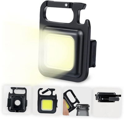 RECTITUDE Multifunctional Re-chargeable Magnetic Keychain Emergency Light, Portable Light 6 hrs Torch Emergency Light(Black)