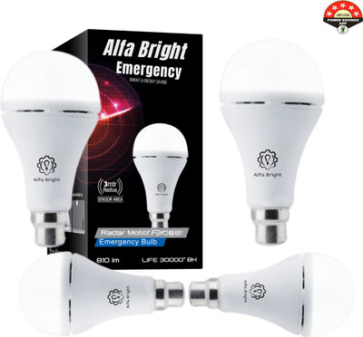Alfa Bright 12W Emergency Bulbs – Pack of 4 with Fast Charging 3 hrs Bulb Emergency Light(White)