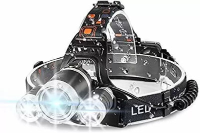 ECOSKY LED 3 bulb Head Lamp Flash Light Torch with Rechargeable Battery for Camping 4 hrs Torch Emergency Light(Black)