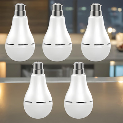 GUGGU Charging bulb 12W LED & 2000mAh battery 4hrs emergency light pack of 5 bulbT4456 4 hrs Bulb Emergency Light(White)