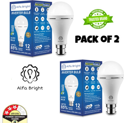 Alfa Bright Inverter bulb emergency led bulb 12 wt pack of 2 home and outdoor use. 4 hrs Bulb Emergency Light(White)
