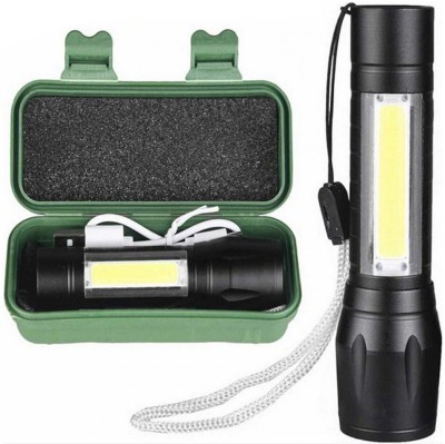 GALLAXY HASRU Mini Waterproof Portable LED COB Flashlight USB Rechargeable 200 hrs Torch Emergency Light(Black)