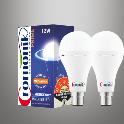 Cromonik (Pack of 2)-High-Lumens 12W Rechargeable LED Bulb 4 hrs Bulb Emergency Light(White)