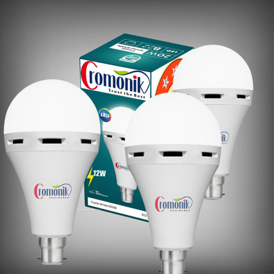 Cromonik Pack of 3-12W Rechargeable LED Bulb for Camping Adventures 4 hrs Bulb Emergency Light(White)