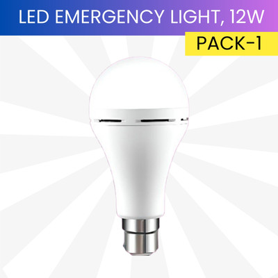 YAROH 12W Rechargeable Inverter LED Bulb with Upto 4H.Power Cut Lighting Pack of_1T65 4 hrs Bulb Emergency Light(White)