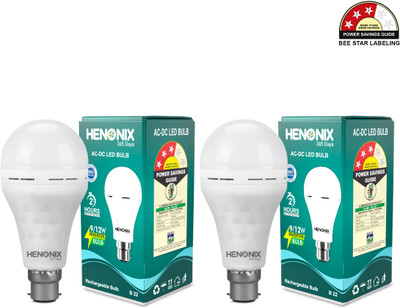 HENONIX 12W Rechargeable LED Bulb with Long Runtime and Bright Output 2 hrs Bulb Emergency Light(White)