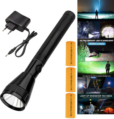 CICASTO Bright LED Torch for Outdoor Use, Camping, Hiking and Emergency Lighting 6 hrs Torch Emergency Light(Black)