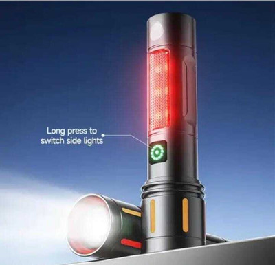 Zeno volt (ZOOMABLE METAL LED TORCH)3 Modes Flashlight, Super Bright LED Light Torch 6 hrs Torch Emergency Light(Black)