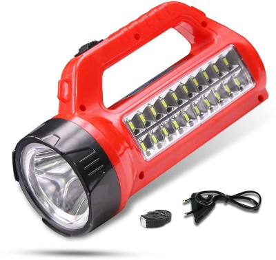 GLOWISH Home Rechargeable Emergency Led Torch 50W + 20 SMD Side LED Charging Torch 4 hrs Torch Emergency Light(Red, Blue, Green)