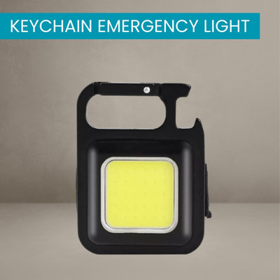 YAROH Mini (LED COBB) Keychain Flashlight With4 Light Modes Folding Bracket BottleH161 4 hrs Torch Emergency Light(Black)