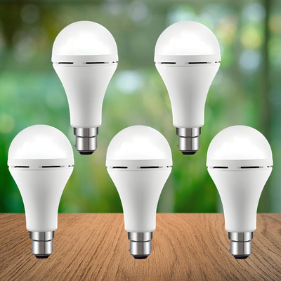 GUGGU Emergency 15W Inverter LED Bulb with 1200mAh Rechargeable Battery Pack of 5 Q455 4 hrs Bulb Emergency Light(White)
