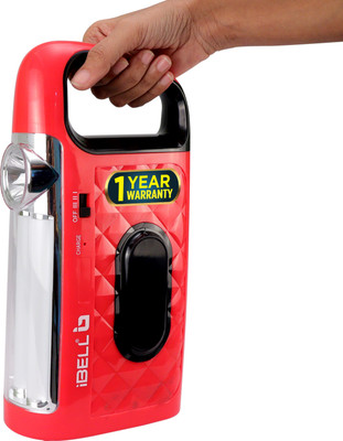 iBELL EL8428SL 2-in-1 Emergency Light with Torch, Rechargeable LED Hand Lamp, 3 Modes 5 hrs Lantern Emergency Light(Red, Black)
