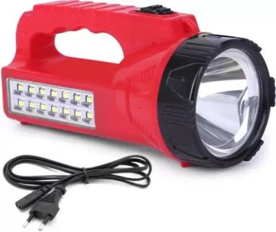 GLOWISH SOLAR CHARGING OPTION SIDE LED SUPPORT SUPER BRIGHT LONG RANGE SEARCHLIGHT 12 hrs Torch Emergency Light(Red)