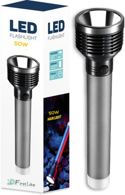 FIRSTLIKE Rechargeable Torch Search Light LED Long Range Flashlight Aluminium Body Torch 6 hrs Torch Emergency Light(Multicolor)