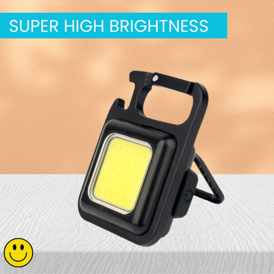 FRONY LED COBB Light With Keychain Flashlight 4Light Mode & Folding Bracket BottleA25 4 hrs Torch Emergency Light(Black)