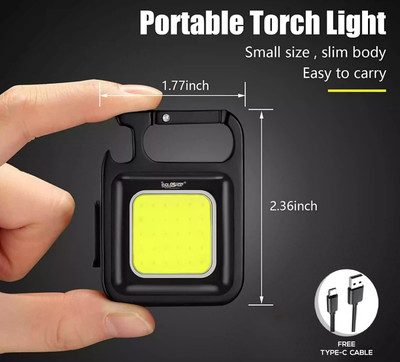 iDOLESHOP Multi-Functional Durable Metal Body COB Light Keychain with Bottle Opener 5 hrs Lantern Emergency Light(Black)