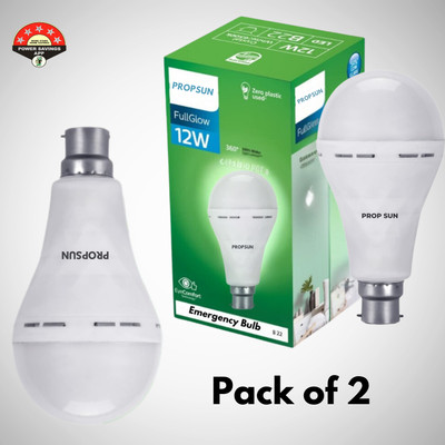 PROPSUN 12 W Inverter Round B22 Inverter Bulb(White, Pack of 2)