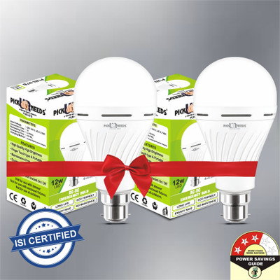 VR Bright Lite Rechargeable Home Emergency Inverter Bulb 12W Round B22 D Bright LED Light Bulb 3 hrs Lantern Emergency Light(White)