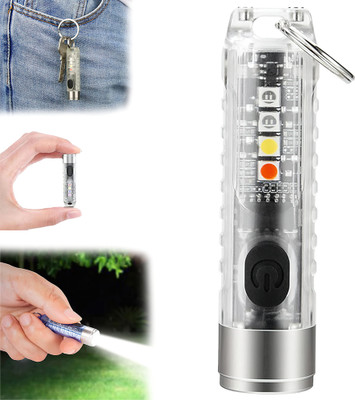 brainle Mini Pocket Torch Light KeyChain USB LED Flashlight Small EDC Cob Light 120 hrs Torch Emergency Light(Clear)