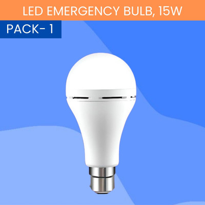 SACRO 15W Rechargeable Inverter LED Bulb with Upto 4H.Power Cut Lighting Pack od_1Q88 4 hrs Bulb Emergency Light(White)