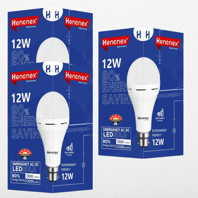 Henonex Portable 12W Emergency Bulbs | Rechargeable | Set of 3 4 hrs Bulb Emergency Light(White)