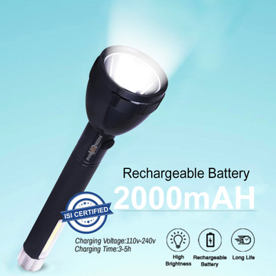 Sebon 50W Long Range LED Torch Rechargeable Home Emergency Search Light_M1673 8 hrs Torch Emergency Light(Black)