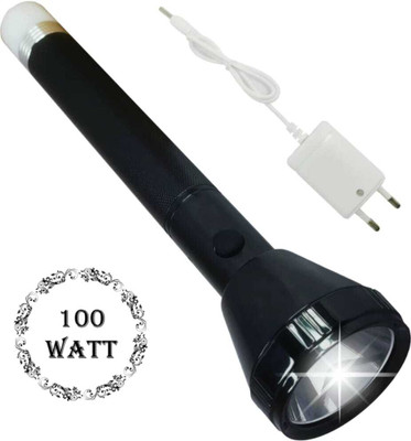 Zeno volt 2Mode PowerFull Led Rechargeable Long Range Torch Up to1 Km With BackLight 6 hrs Torch Emergency Light(Black)