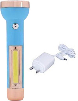 GALLAXY JY SUPER Plastic Rechargeable LED Torch Light and 1 COB Side Flashlight with Charger 4 hrs Torch Emergency Light(Multicolor)