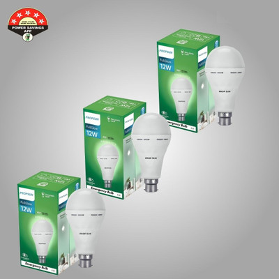 PROPSUN Pack of 3-Premium Rechargeable LED Bulb 12W with Emergency Use 4 hrs Bulb Emergency Light(White)