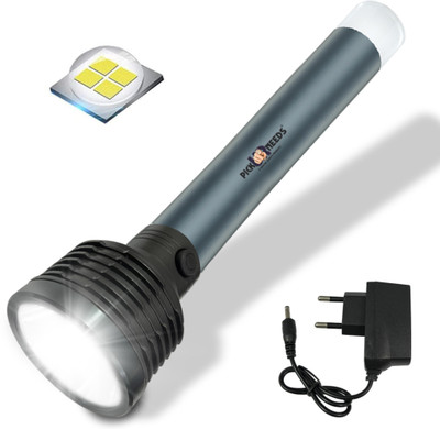 Pick Ur Needs Rechargeable Torch Search Light Aluminium Body LED Long Range 10 hrs Torch Emergency Light(Black)
